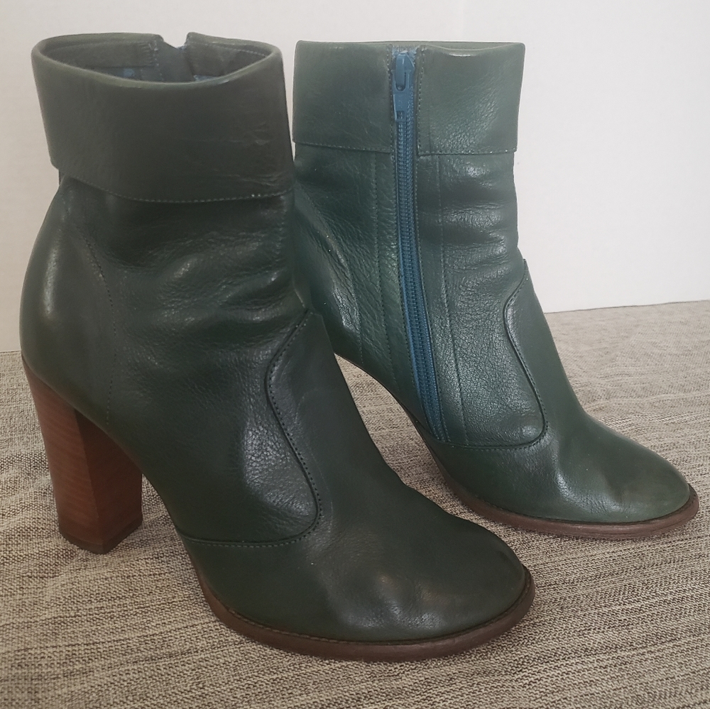 Marc Jacobs Blue Green Leather Ankle Boots